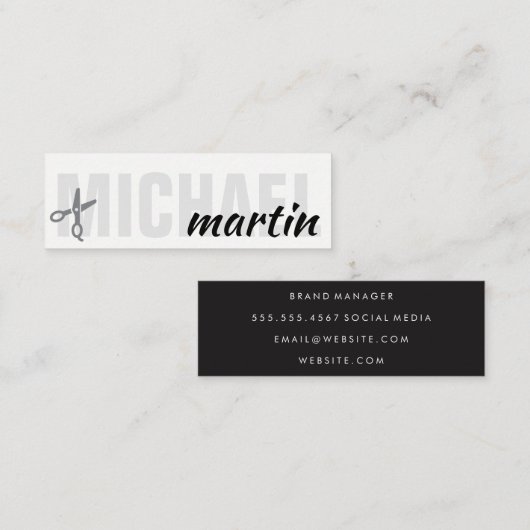 とはっきりしたCursive文字サロンスタイリスト スキニー名刺 (正面/裏面)