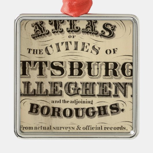 とびらピッツバーグ、Alleghenyの地図書 メタルオーナメント (正面)