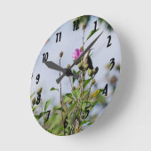 とまられたハチドリ ラウンド壁時計 (傾斜)
