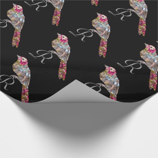 とまられた鳥のモノグラム6'優雅 ラッピングペーパー (角)