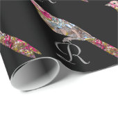 とまられた鳥のモノグラム6'優雅 ラッピングペーパー (ロールコーナー)