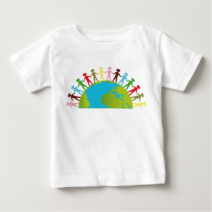 ともに私達は子供へ世界のTシャツを変えてもいいです ベビーTシャツ