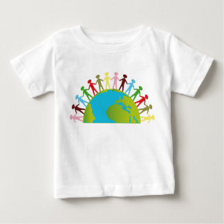ともに私達は子供へ世界のTシャツを変えてもいいです ベビーTシャツ