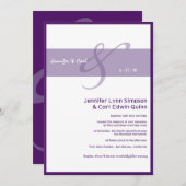 ともに(紫色の)結婚式招待状 招待状 (正面/裏面)