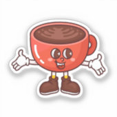 とよくはしゃぐマンガおもしろいー・コーヒーカップ シール (正面)