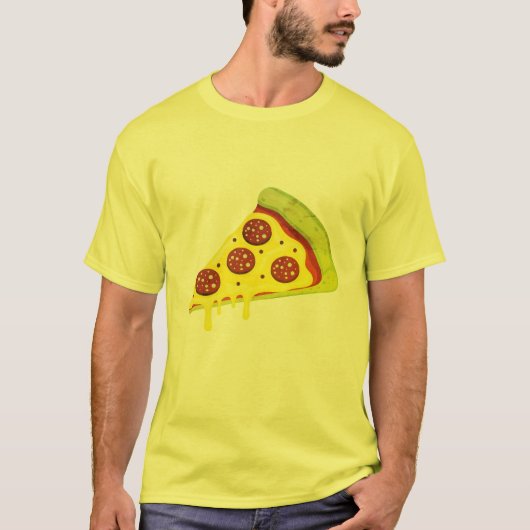 とろけるチーズのペパロニピザスライス Tシャツ (正面)