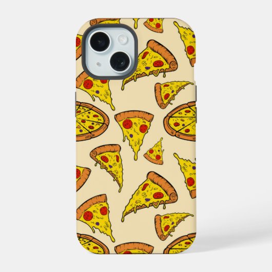 とろけるチーズピザ柄 iPhone 15ケース (裏面)