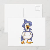 とんがり帽子をかぶった魔女のようなあひる ポストカード (正面/裏面)