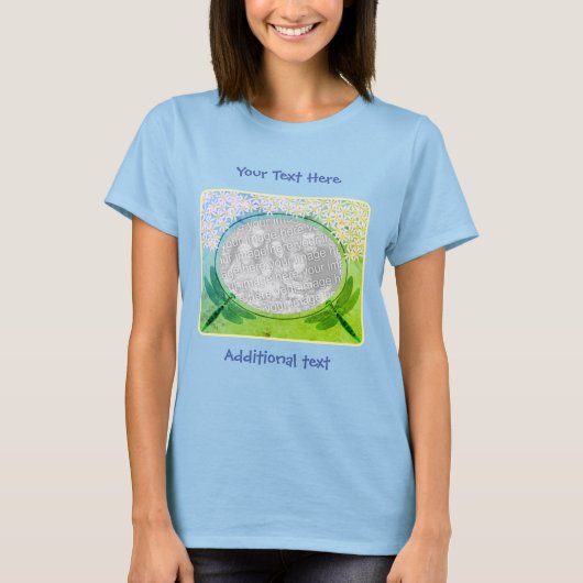 とんぼとデイジーの花の写真をカスタマイズ Tシャツ (正面)