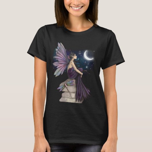 とんぼと月を眺める「Mind Adrift」妖精 Tシャツ (正面)