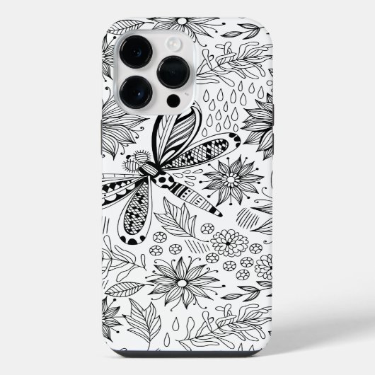 とんぼと花の落書き iPhoneケース (裏面)