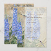 とんぼ 蝴蝶 デルフィニウムとポピー 歓迎 招待状 (正面/裏面)