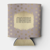 とエレガントガーリーフェイク金ゴールドグリッタードット・ベージュ 缶クーラー (正面)