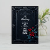 とエレガントクラッシーブラック結婚式招待状 箔招待状 (立ち正面)