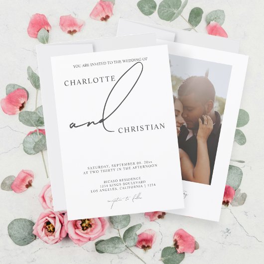 とエレガントシンプルミニマル結婚リストスクリプト 招待状