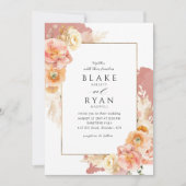 とエレガントシンプル赤面ラスト結婚 招待状 (正面)