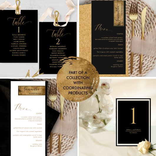 とエレガントシンプル黒と金ゴールドのテーブル番号