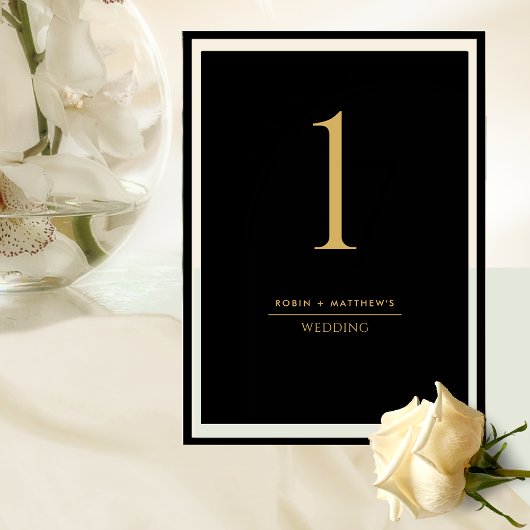 とエレガントシンプル黒と金ゴールドのテーブル番号