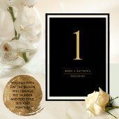 とエレガントシンプル黒と金ゴールドのテーブル番号