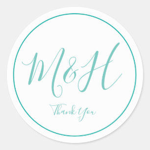 とエレガントシンプルMonogram Thank You Stickers ラウンドシール