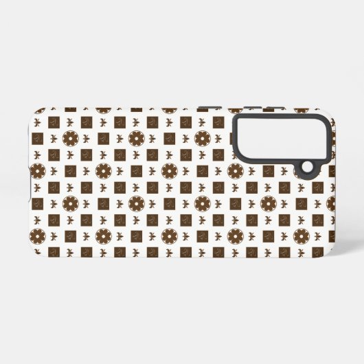 とエレガントパタクラシックン市松模様に・サムスンガラ SAMSUNG GALAXYケース (裏面横)