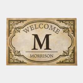 とエレガントヴィンテージルックラシッククモノグラムイニシャル ドアマット