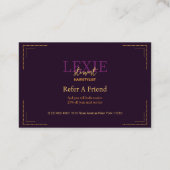 とエレガント上品な美容師紹介 名刺 (裏面)