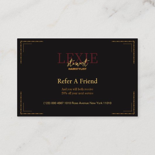 とエレガント上品な美容師紹介 名刺 (裏面)