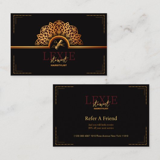 とエレガント上品な美容師紹介 名刺 (正面/裏面)