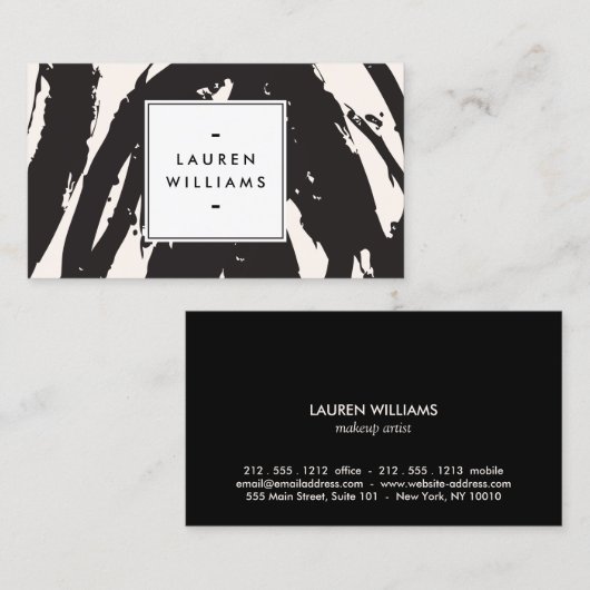 とエレガント抽象芸術の黒いブラシストローク 名刺 (正面/裏面)