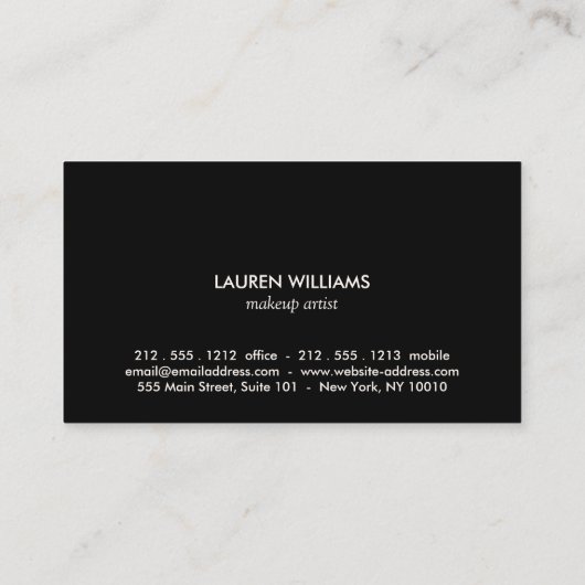 とエレガント抽象芸術の黒いブラシストローク 名刺 (裏面)