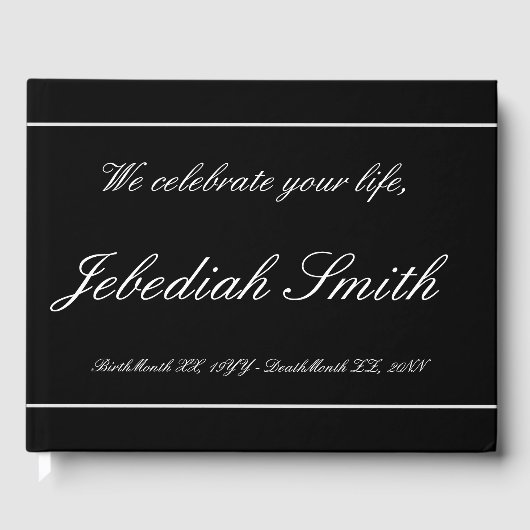 とエレガント葬式パーソナライズされたゲストブック ゲストブック (正面)