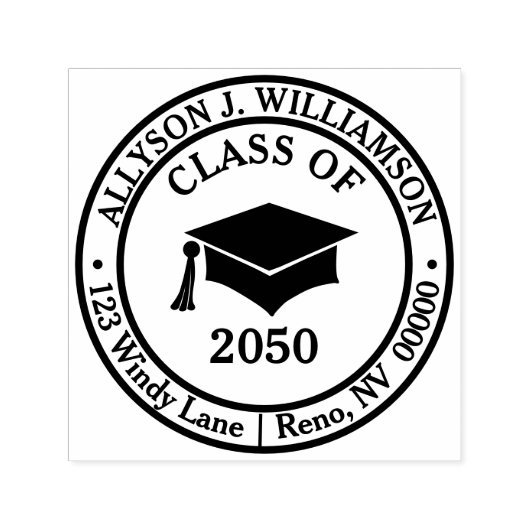 とエレガントClassy Grad Cap Year差出人住所 セルフインキングスタンプ (デザイン)
