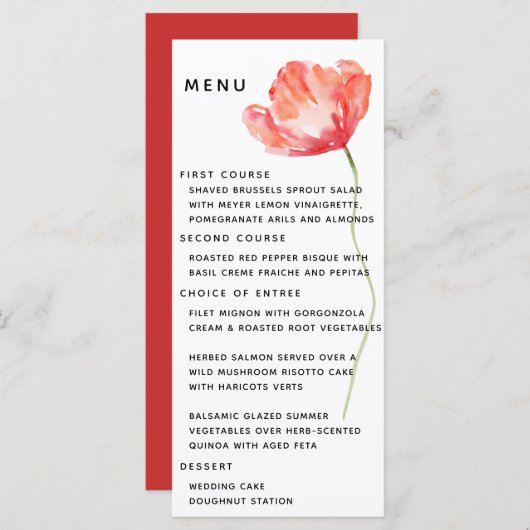 とエレガントPoppy Redのメ結婚ニュー メニュー (正面/裏面)