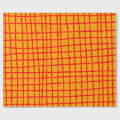 とオはっきりしたレ鮮やかンジ赤チェックパターン ラッピングペーパー (フラット)