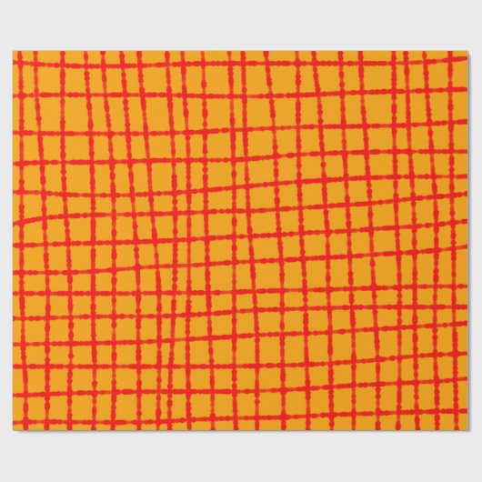 とオはっきりしたレ鮮やかンジ赤チェックパターン ラッピングペーパー (フラット)