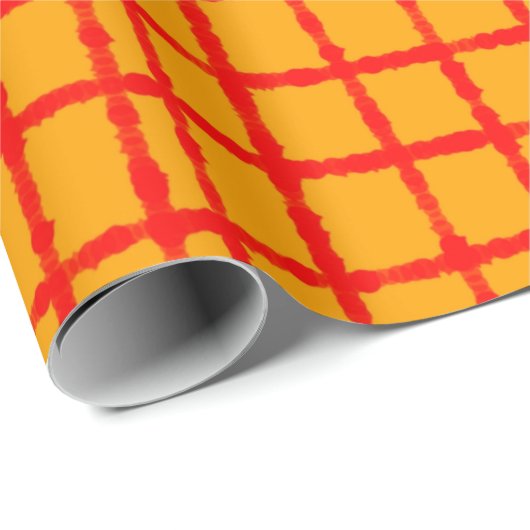 とオはっきりしたレ鮮やかンジ赤チェックパターン ラッピングペーパー (ロールコーナー)