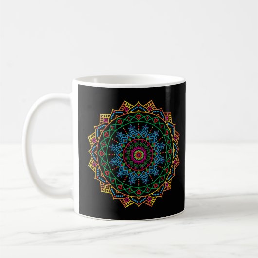 とカッコいいマカラフルダラ花の模様 コーヒーマグカップ (左)
