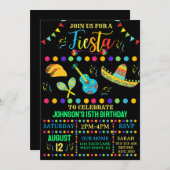 とカラフルおもしろいメキシカンフィエスタ誕生日 招待状 (正面/裏面)