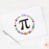 とカラフルおもしろい円周率の計算 ラウンドシール (封筒)