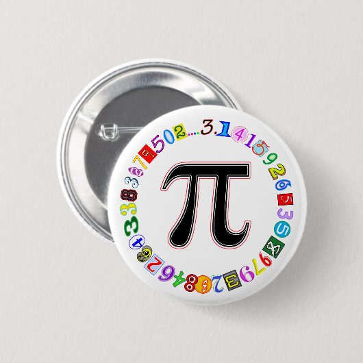 とカラフルおもしろい円周率の計算 缶バッジ (正面&裏面)
