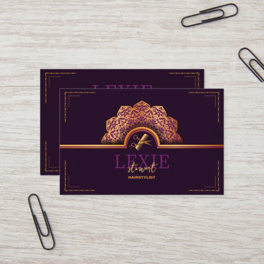 とクエレガントラス美容師ロイヤリティ 名刺 (正面/裏面インサイチュ)