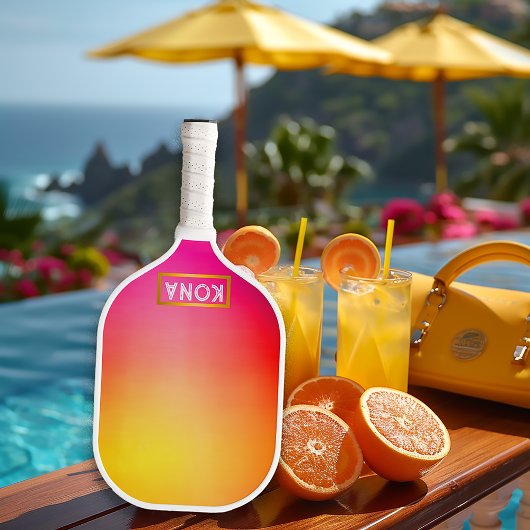 とクールトレンディー熱帯グラデーションピンクと黄色 ピックルボールラケット