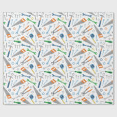 とクール白の可愛いツールのパターン ラッピングペーパー (フラット)