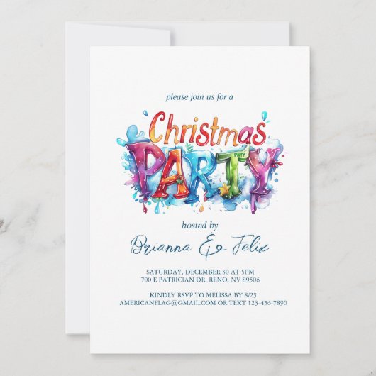 とグモダンラフィエレガントティスタイルクリスマスパーティー 招待状 (正面)