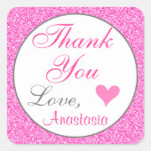 とグラムガーリープリンセスホットピンクグリッターありがとう スクエアシール (正面)
