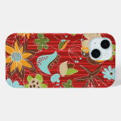 とシックお洒落フローラガーデンオンレッドストライプズ Case-Mate iPhoneケース (裏面 (横))