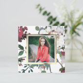 とシックかわいらしフローラ卒業パーティーの写真 招待状 (スタンド正面)