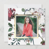 とシックかわいらしフローラ卒業パーティーの写真 招待状 (正面)