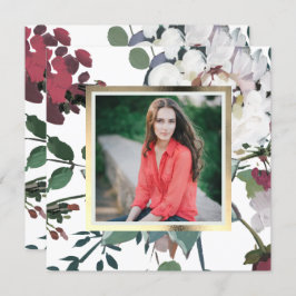 とシックかわいらしフローラ卒業パーティーの写真 招待状